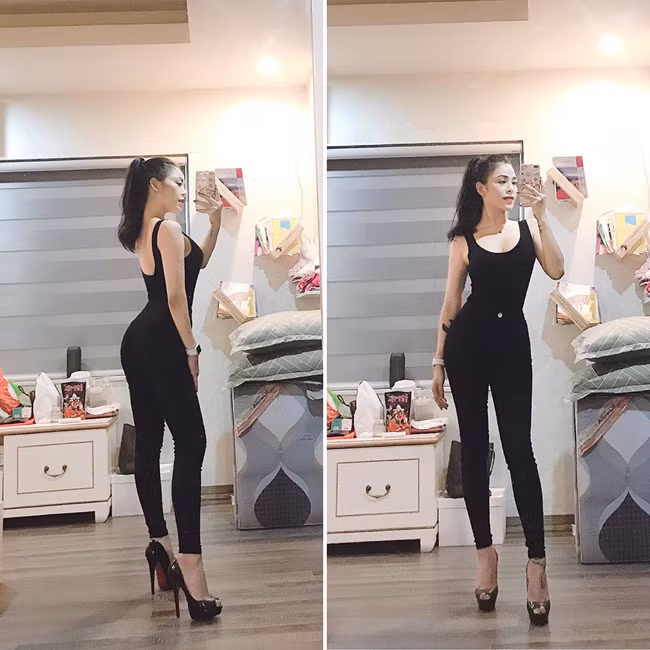 Body gợi cảm của cô nàng được phô diễn với các trang phục thời trang hiện đại.