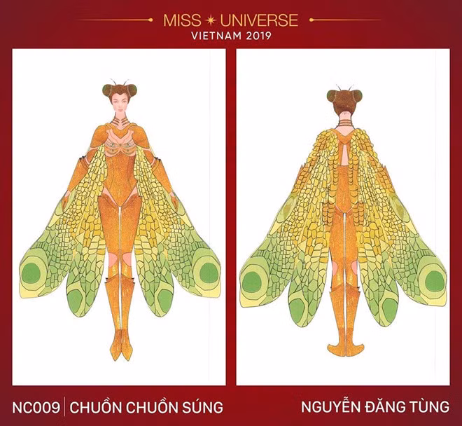 Bộ trang phục Chuồn chuồn súng cũng tạo luồng tranh cãi về nguồn cảm hứng không phù hơp với cuộc thi đề cao tinh thần dân tộc. Nhiều bạn để lại bình luận: "Hoàng Thùy mặc bộ cánh này giống như đi casting phim Ant-man hơn là tham gia Hoa hậu Hoàn vũ".