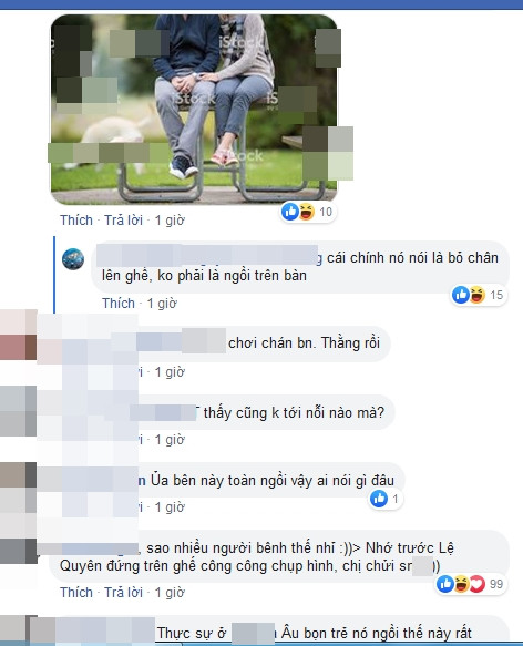 Hay có ý kiến phân tích: "Ở bên đường đi lối lại sạch đẹp giày có bẩn đâu, giẫm lên cũng bình thường mà". Số khác thì phân vân hỏi: "Bạn có chắc đó là nơi công cộng không?". Fans của cặp đôi đã lấy dẫn chứng biện minh cho Lý - Hà: "Ở Tây, các bạn trẻ họ hay ngồi thế mà". Song ý kiến này đã bị dập ngay tức thì: "Cái chính nó nói là bỏ chân lên ghế, không phải là ngồi trên bàn".