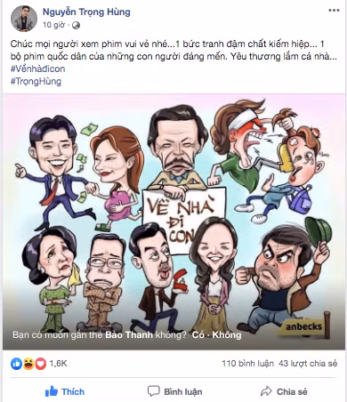 Tuy đã hết vai từ lâu nhưng Trọng Hùng (vai Khải) chia sẻ bức hình biếm họa về các nhân vật trong phim khiến fan bật cười.