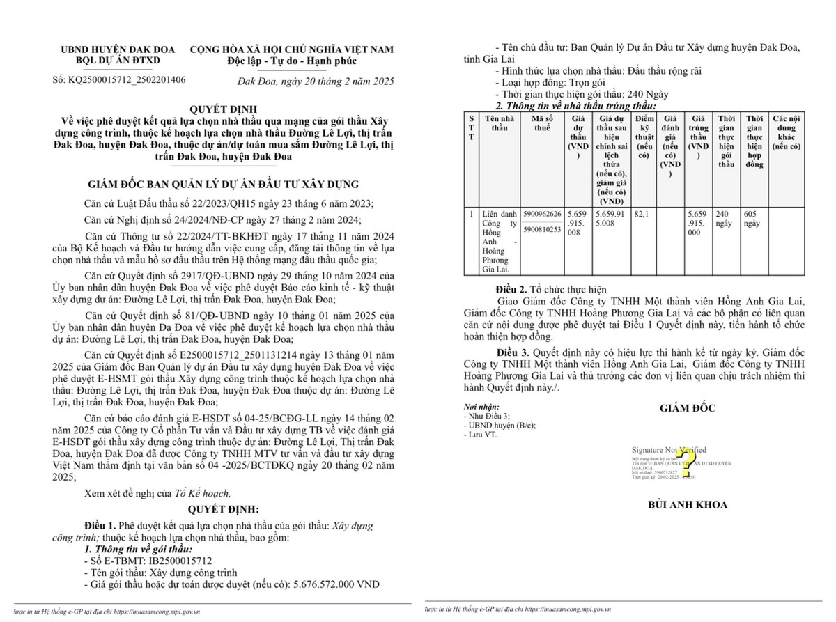 Gia Lai: Nha thau nao trung goi thi cong duong Le Loi tai Dak Doa