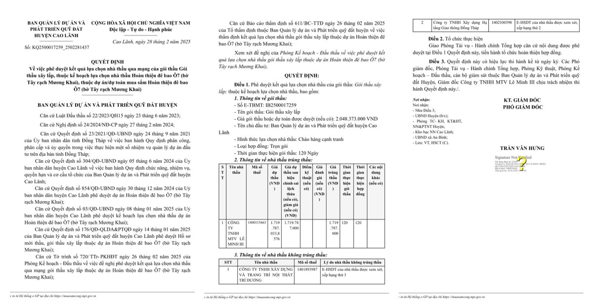 Dong Thap: Cty Le Minh III se hoan thien de bao O7 rach Muong Khai