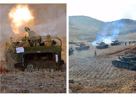 Khẩu đội pháo tự hành nã đạn.