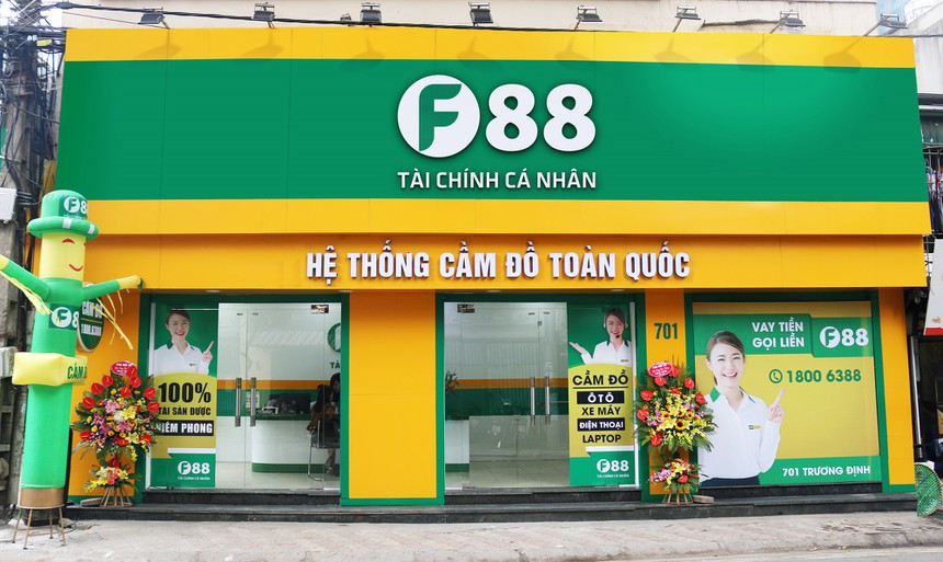 Công ty F88 có trụ sở chính trên đường Nguyễn Trãi (phường Thanh Xuân Trung, quận Thanh Xuân, TP Hà Nội), hoạt động trong lĩnh vực cho vay, cầm cố tài sản. Công ty này có mạng lưới 830 chi nhánh trên toàn quốc, cung cấp không chỉ dịch vụ cho vay cầm cố mà còn phân phối bảo hiểm, thanh toán và chuyển tiền. 