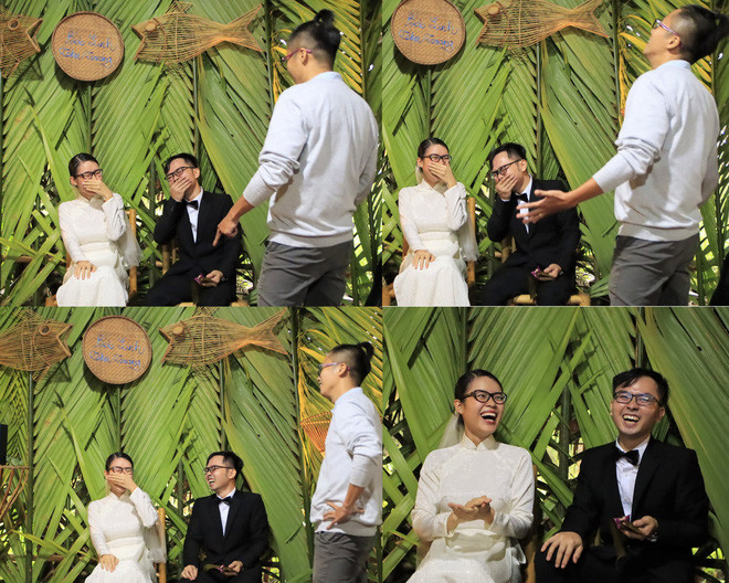 Dù thời tiết hôm đó có mưa bão nhưng bên trong xưởng chế tác đồ tre của Linh, nơi bữa tiệc diễn ra, vẫn rộn tiếng cười.