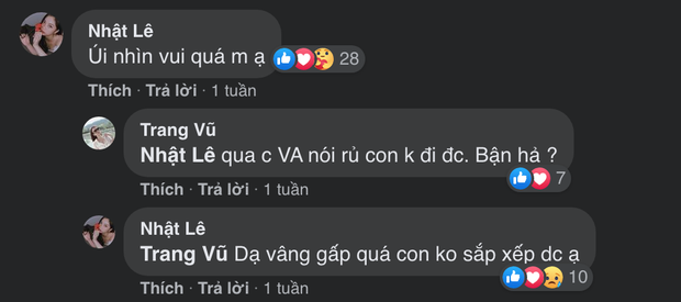 Thông qua cuộc trò chuyện của 2 người thì có thể thấy, mẹ nuôi đã muốn cô nàng đi chung nhưng vì quá gấp nên Nhật Lê không sắp xếp được.