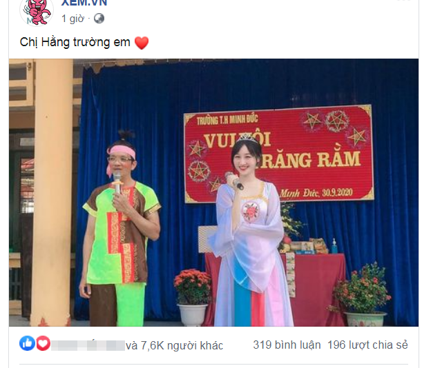 Trước đó Hương Trà từng nổi đình đám trên mạng xã hội nhờ hóa thân vai chị Hằng dịp Trung thu vừa qua.