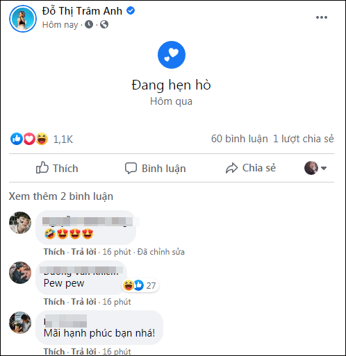 Mới đây, sau nhiều đồn đoán hot girl xứ Thanh này đã chính thức đăng tải trạng thái "Đang hẹn hò" lên MXH khiến cư dân mạng không khỏi “đoán già đoán non”.