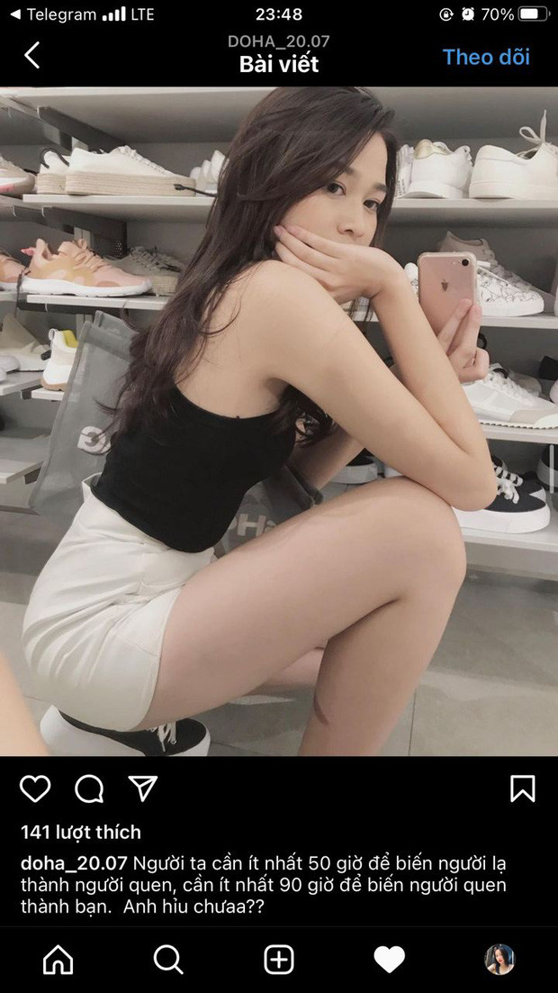 Lướt Instagram của cô nàng có thể thấy người đẹp cực chăm đăng ảnh cùng với những caption "thả thính" vô cùng đáng yêu.