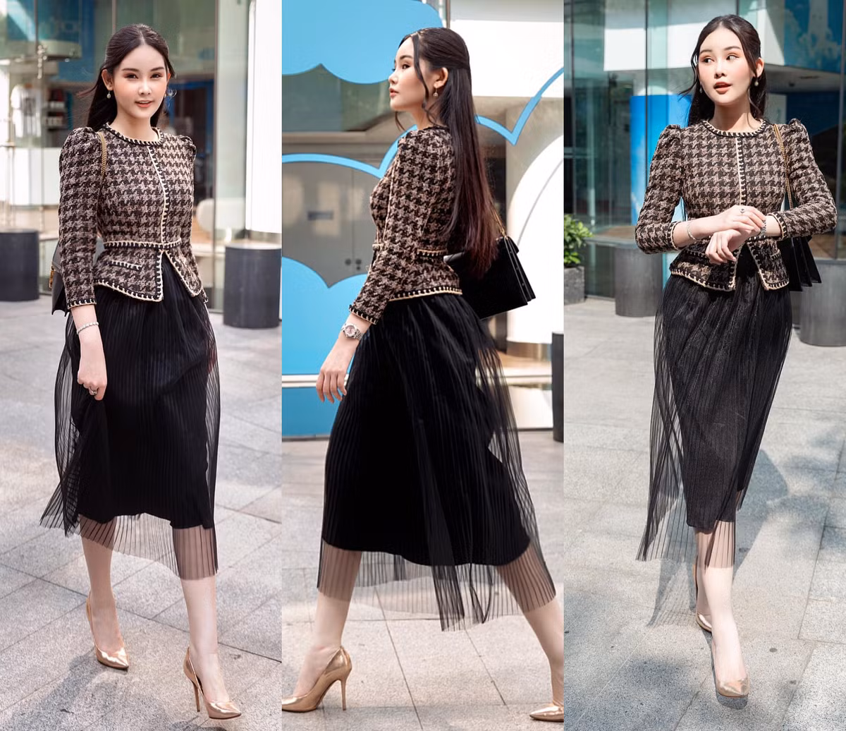 Trong hình ảnh một nữ giảng viên, Hoa hậu Đại Dương 2017 toát lên vẻ xinh đẹp, trẻ trung và chững chạc.