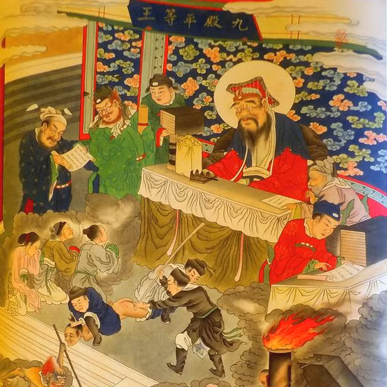  Bình Đẳng Vương: Cai quản Cửu điện. Dưới quyền của Bình Đẳng Vương là Thiết Võng A Tỳ và 16 tiểu ngục ở Thành Phong Đô. Đây là nơi dành cho kẻ giết người, đốt nhà, bị chém nơi pháp trường... Ảnh: Huaban.