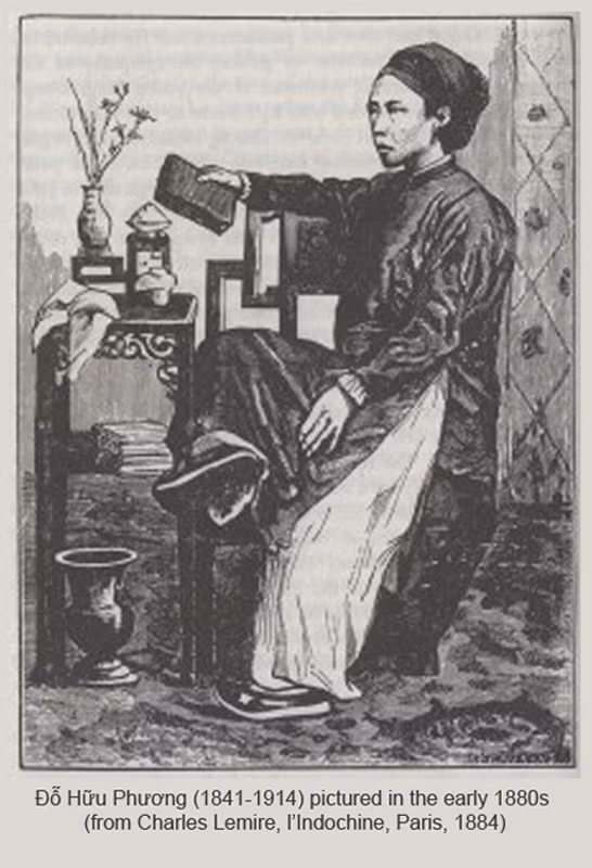 Tranh vẽ Tổng đốc Phương in trên một ấn phẩm xuất bản năm 1884. Sự nghiệp quan trường của Đỗ Hữu Phương bắt đầu năm 1865, khi ông được cử làm hộ trưởng Chợ Lớn. Năm 1872, ông được chỉ định làm hội viên Hội đồng thành phố Chợ Lớn. Ảnh tư liệu.