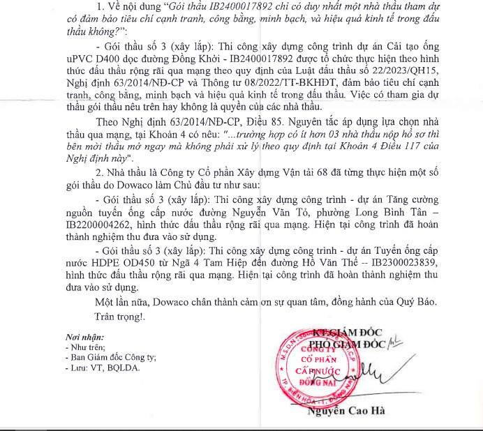 Cty vận tải 68 trúng gói thầu hơn 4 tỷ của Cấp nước Đồng Nai - Hình 2 Cty van tai 68 trung goi thau hon 4 ty cua Cap nuoc Dong Nai-Hinh-2