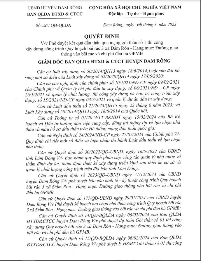 Lam Dong: Cty Gia Huong va nhung goi thau “mot minh 1 mot ngua”