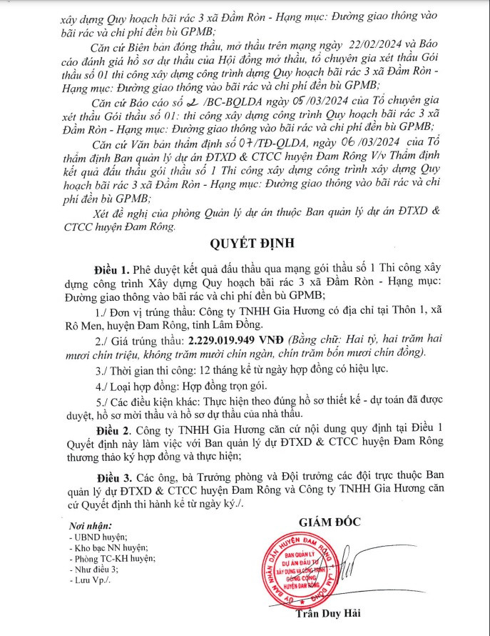 Lam Dong: Cty Gia Huong va nhung goi thau “mot minh 1 mot ngua”-Hinh-2