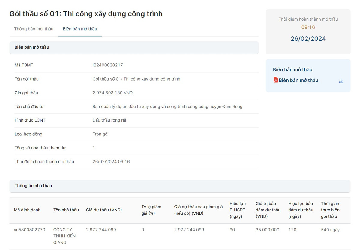 Lam Dong: Cty Kien Giang co trung 2 goi thi cong tai Dam Rong?