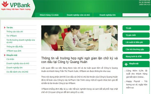 Khach hang mat 26 ty trong tai khoan VPBank: VPBank chinh thuc len tieng