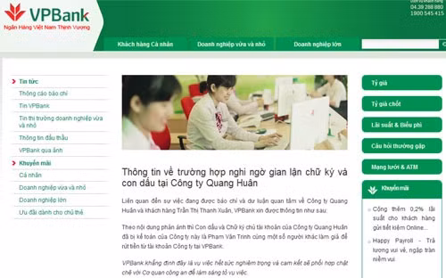 Khach hang mat 26 ty trong tai khoan VPBank: VPBank chinh thuc len tieng
