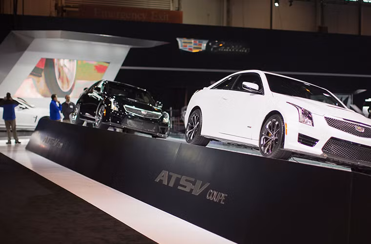 Tại triển lãm, Cadillac đã mang đến mẫu xe hai cửa hạng sang ATS-V Coupe, một trong những dòng xe đáng mong đợi nhất của 2015.