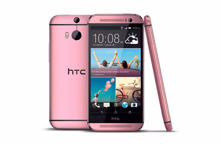  HTC One M8: Mẫu smartphone này cũng có phiên bản màu hồng xinh xắn được bán thông qua nhà bán lẻ Anh là Carphone Warehouse.
