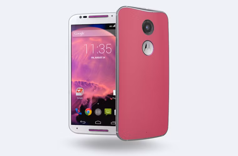 Motorola Moto X (2014): Phiên bản 2014 của Moto X là một trong những chiếc smartphone có thể cá nhân hóa thoải mái nhất nhờ có chế độ dịch vụ Moto Maker độc quyền kèm theo. Bạn có thể chọn một trong số hàng chục màu sắc cho vỏ máy, trong đó có màu hồng rất đẹp được gọi là Raspberry.