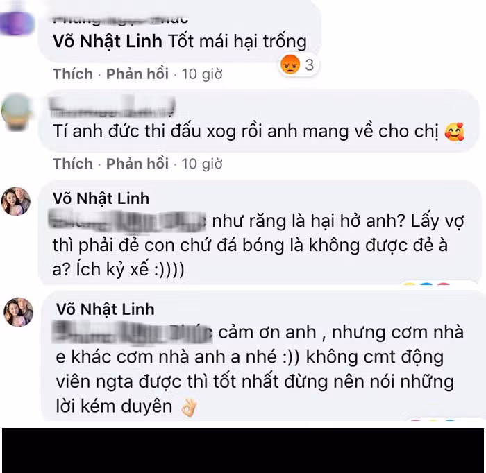Cụ thể, có netizen để lại bình luận "tốt mái hại trống", bà xã Phan Văn Đức không nhịn được nữa mà thẳng thừng đáp trả cũng như nói ra tiếng lòng mình ngay dưới bình luận này.