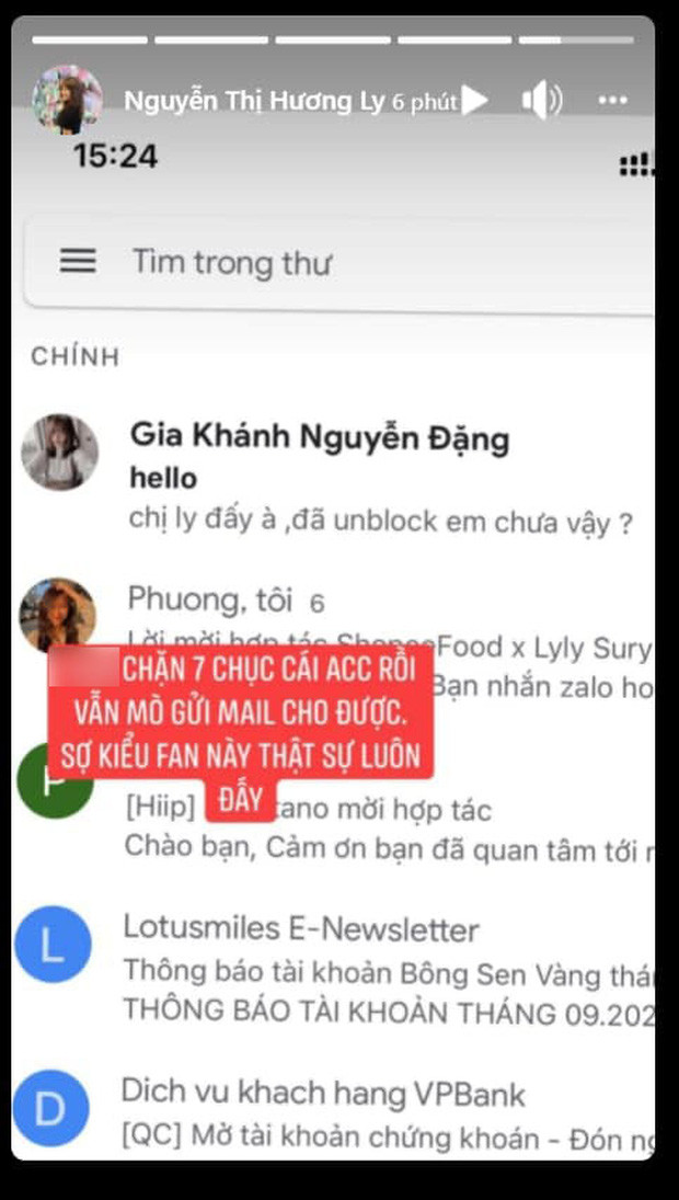 Điển hình như sự việc mới đây, nữ streamer xinh đẹp bị fan "cuồng" gửi email xin gỡ bỏ block trước đó. Điều đáng nói, đối tượng này từng sử dụng rất nhiều tài khoản khác nhau để làm phiền và quấy rối cô nàng.