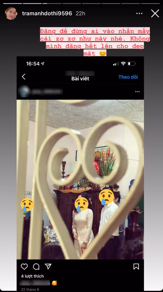 Đáng chú ý là trong loạt ảnh Trâm Anh chia sẻ còn có cả tấm hình cho thấy người đàn ông này có vẻ như mới làm lễ ăn hỏi hồi tháng 6 vừa qua.