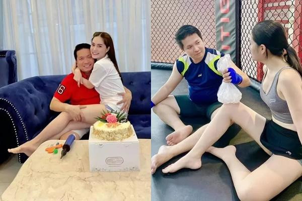 Đoàn Di Băng còn được ông xã đại gia cưng như trứng mỏng, nhiều lần cô chia sẻ hình ảnh được chồng đánh răng, bóp chân như ''con sen''. Ảnh: Tổng hợp