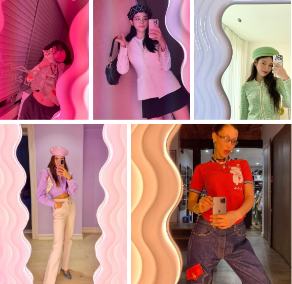 Từ Jisoo (BLACKPINK), Joy (Red Velvet), Bella Hadid... đến các hot fashionista đều từng khoe ảnh bên chiếc gương này. Ảnh: Tổng hợp