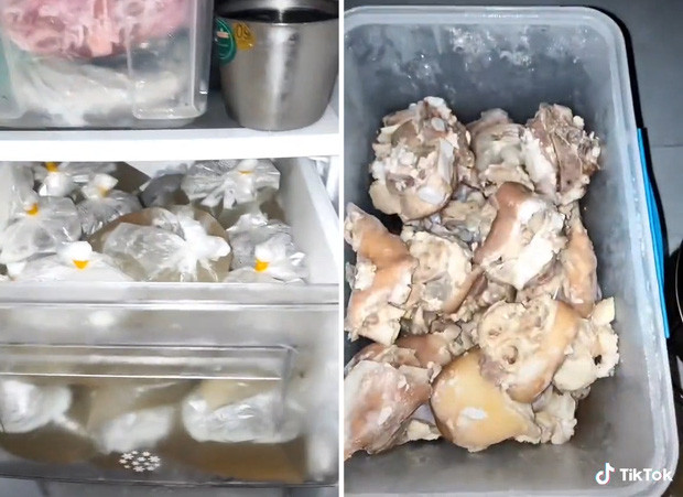 Theo chia sẻ của chủ nhân đoạn clip, vì biết cô hay ăn khuya, mẹ cô đã chuẩn bị những thứ này. Thay vì đun nước sôi nấu mì ăn liền như bao người khác, bát mì ăn khuya của cô có cả topping chân giò, nước dùng ngọt lịm, hành lá tươi xanh...