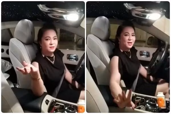 Trong một lần đổi địa bàn livestream, bà khoe dáng vóc quý phái khi chỉ diện một chiếc đầm đen đơn giản lúc lái xe.