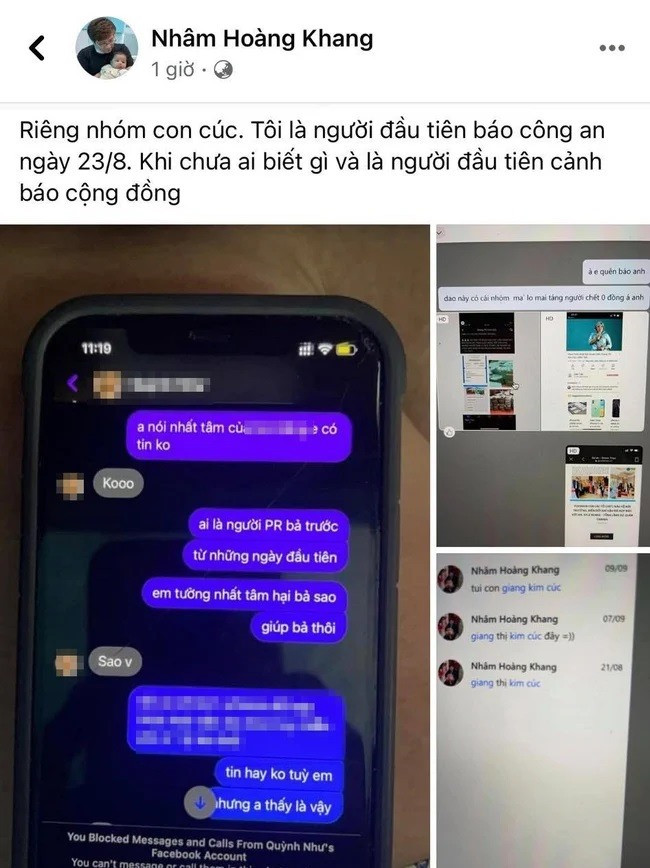 Nhâm Hoàng Khang tiết lộ anh là người đầu tiên tố cáo về vấn đề làm từ thiện của nhóm Giang Kim Cúc vào ngày 23/8.