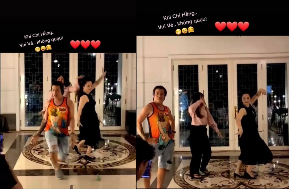 Bên trong phòng khách rộng lớn, bà Hằng đang rất vui vẻ nhảy múa cùng bạn bè. Có lẽ sau những giờ phút căng thẳng thì đây là cách mà bà chọn để giải tỏa tâm lý.