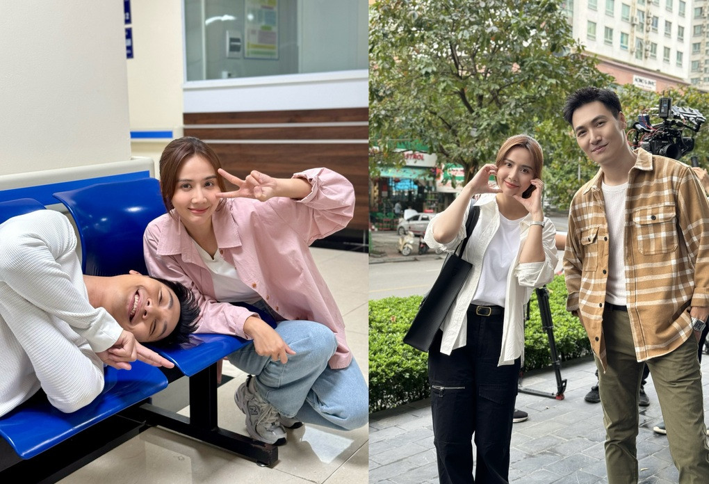 Không chỉ khen tài năng của bạn diễn, Huyền Lizzie còn cho biết Mạnh Trường vui vẻ, hòa đồng nên luôn tạo nên không khí dễ chịu, hào hứng ở trường quay. Bởi vậy, hai nghệ sĩ thường có những khoảnh khắc "nhí nhố" cùng nhau trong hậu trường Ảnh: Nhân vật cung cấp).