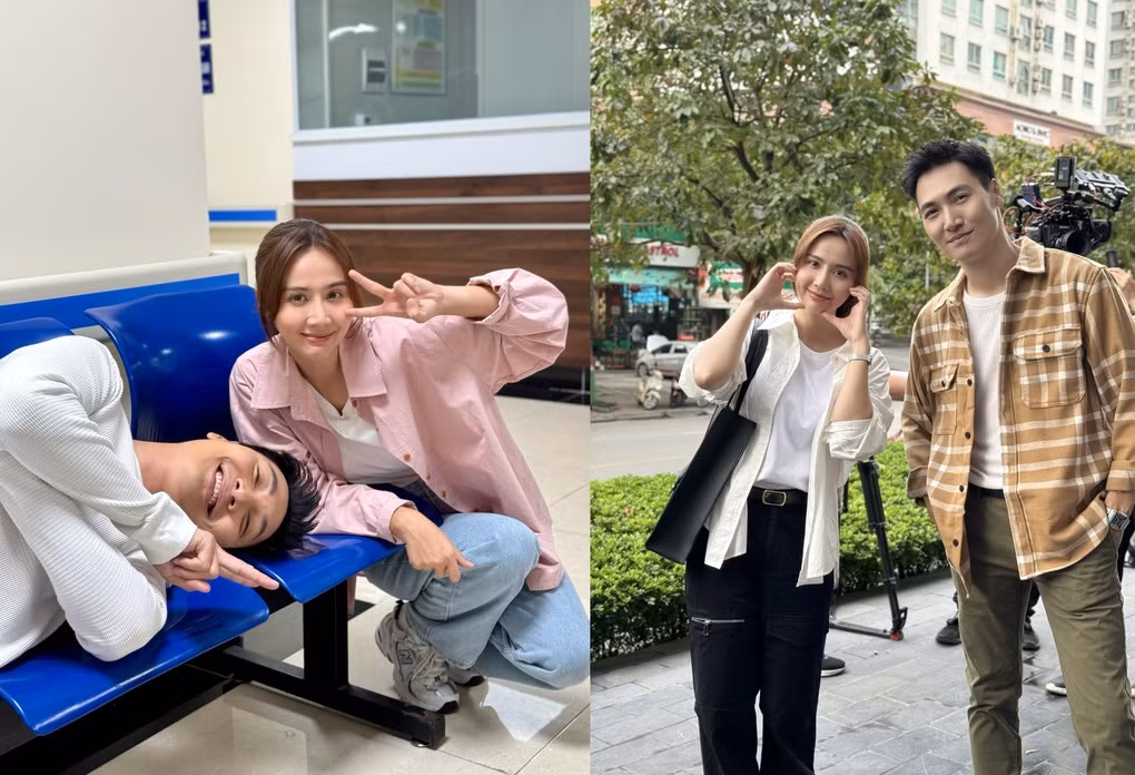 Không chỉ khen tài năng của bạn diễn, Huyền Lizzie còn cho biết Mạnh Trường vui vẻ, hòa đồng nên luôn tạo nên không khí dễ chịu, hào hứng ở trường quay. Bởi vậy, hai nghệ sĩ thường có những khoảnh khắc "nhí nhố" cùng nhau trong hậu trường Ảnh: Nhân vật cung cấp).