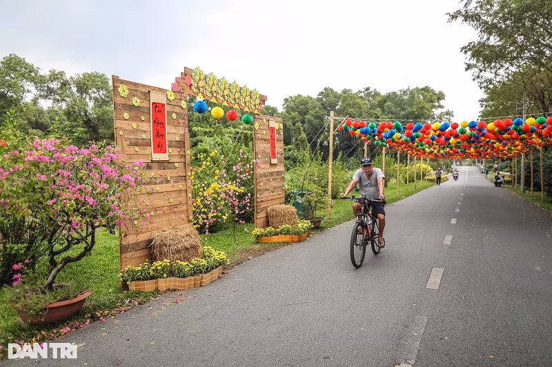 Công viên Văn hóa Gò Vấp rộng 38ha với một trục đường chính chạy xuyên công viên, hai bên là những hàng cây xanh, các loại hoa đang nở rộ. Quận Gò Vấp đã đầu tư trang trí nhiều khu tiểu cảnh mang đậm không gian Tết trên tuyến đường chính khiến nơi này trở thành điểm đến hấp dẫn những ngày qua.