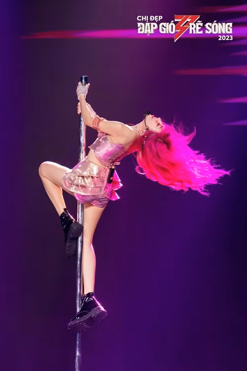 Cô thậm chí múa cột trong tiết mục Đường cong. Ảnh: Fanpage.
