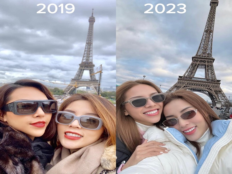 Kỳ Duyên - Minh Triệu du lịch Pháp dịp Tết. Kỳ Duyên chia sẻ: “Vẫn là Paris, vẫn là cùng nhau”.