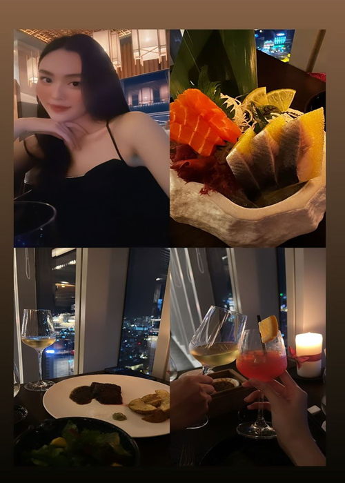 Tường San cùng người bạn đời "trốn con" đi hẹn hò lãng mạn. Ảnh: Instagram.