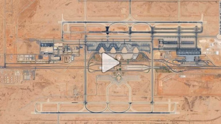 Hình ảnh vệ tinh mục tiêu sân bay quốc tế King Khalid mà quân nổi dậy Yemen nhắm tới hôm 4/11 vừa rồi. Nguồn ảnh: Sina.