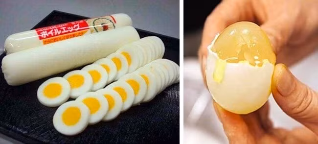 Một trong những thực phẩm giả bạn cần thận trọng khi mua là trứng. Trứng giả được làm bằng gelatin, màu thực phẩm nhân tạo, nước, vỏ sáp parafin, bột thạch cao, canxi cacbonat và những thứ khác. Ảnh: BS.