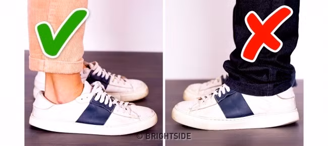 Một trong những sai lầm trang phục tồi tệ nhất của nam giới làm mất phong cách là mặc quần quá dài và rộng. Điều này sẽ làm giảm ấn tượng tổng thể về sự kết hợp của giày và quần của bạn. Ảnh: BS.