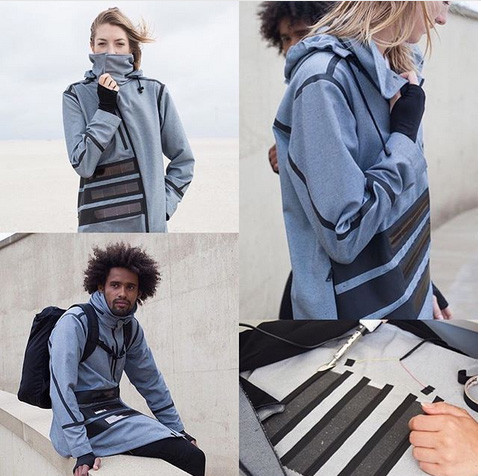 Chiếc áo gió được trang bị tấm pin mặt trời có thể trở thành vật cứu hộ cho những người muốn sạc thiết bị của mình khi đang di chuyển trong tương lai. Ảnh: BS.