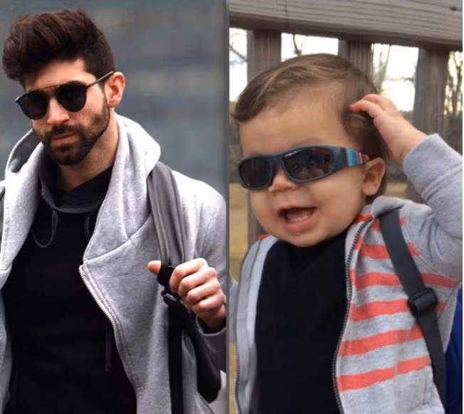 Cũng chính vì vậy, Katina nảy ra ý định lập một tài khoản Instagram để ghép những tấm ảnh so sánh hai cậu cháu Aris – Augie như một trò đùa vui. Ảnh: Instagram.