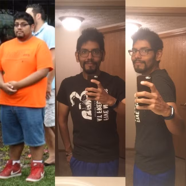 Anh ấy đã giảm được nửa số trọng lượng của mình, từ 140kg xuống còn 70kg. Ảnh: Imgur.