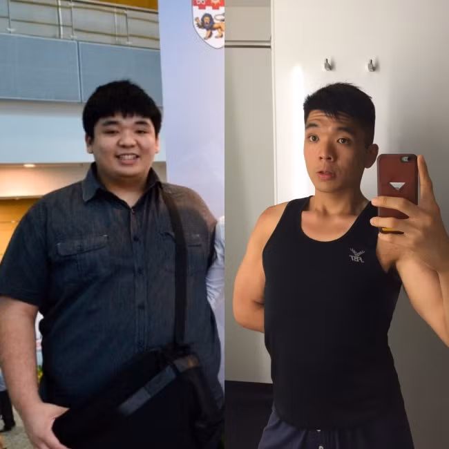 Trong 3,5 năm, chàng trai này giảm được 77kg mỡ thừa và vóc dáng đã thay đổi hoàn toàn. Ảnh: Imgur.