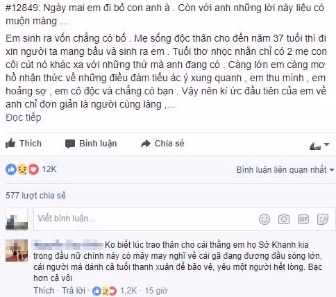 Tâm sự của cô gái trẻ gây bão mạng xã hội. (Ảnh chụp màn hình)