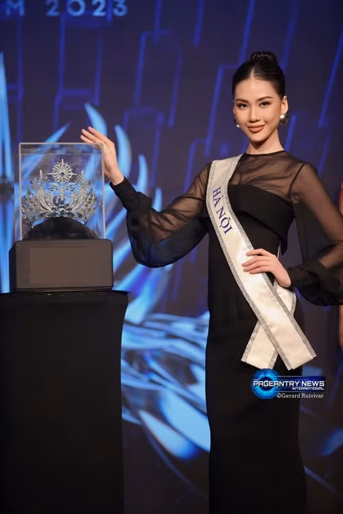 Sau loạt thành tích như lọt top 10 Hoa hậu Hoàn vũ Việt Nam 2022, đăng quang Supermodel International 2022 - Siêu mẫu Quốc tế 2022, Bùi Quỳnh Hoa vào vòng chung kết Miss Universe Vietnam 2023. Ảnh: Pageantry News International.