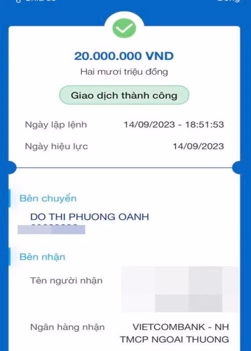 Phương Oanh quyên góp 20 triệu đồng. Còn ông xã của cô - Shark Bình ủng hộ 50 triệu đồng. Ảnh: FBNV.